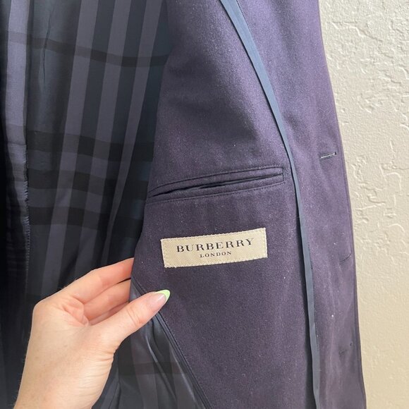 Burberry Men's Navy Blue 100% Virgin Wool Milford Jacket, sz 54 - Picture 3 of 11